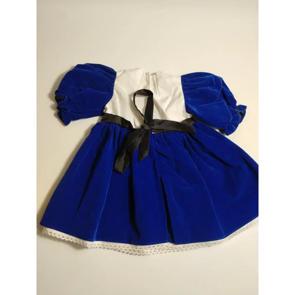 Vintage Dark Blue Velvet Doll Dress 13